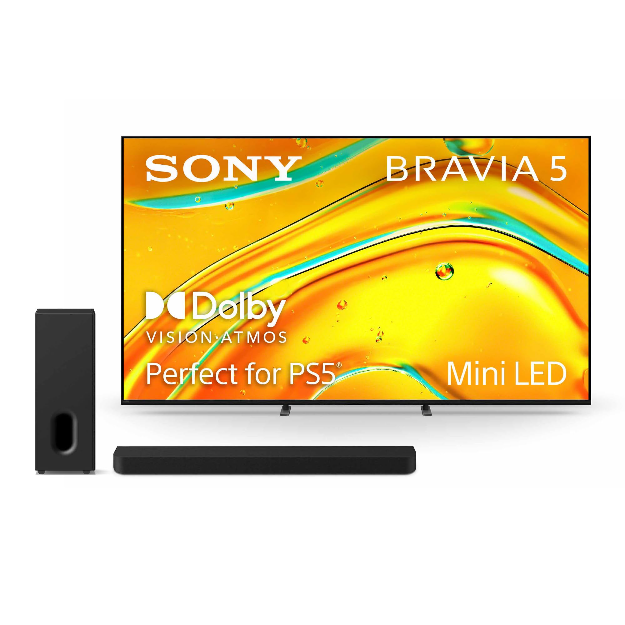 Sony BRAVIA 5 85-Inch 4K Mini LED Smart TV (K-85XR50) with BRAVIA Theater Bar 7 9-Speaker Soundbar and Included BRAVIA Theater Sub 7 Wireless Subwoofer (HT-AP710) Bundle