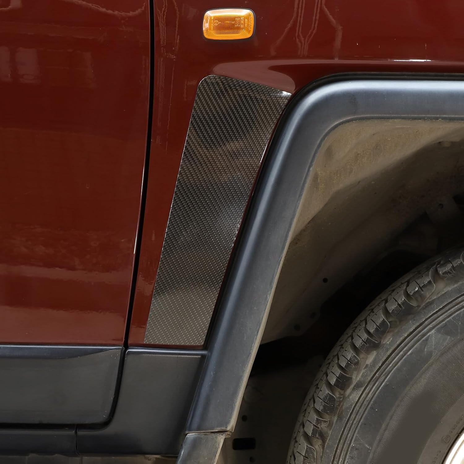 LLKUANG Soft Carbon Fiber Side Fender Vent Cover Trim Compatible with Toyot@ FJ Cruiser 2007-2021,Front Fender Side Fender Stickers Decorative Strip,2Pcs/Set