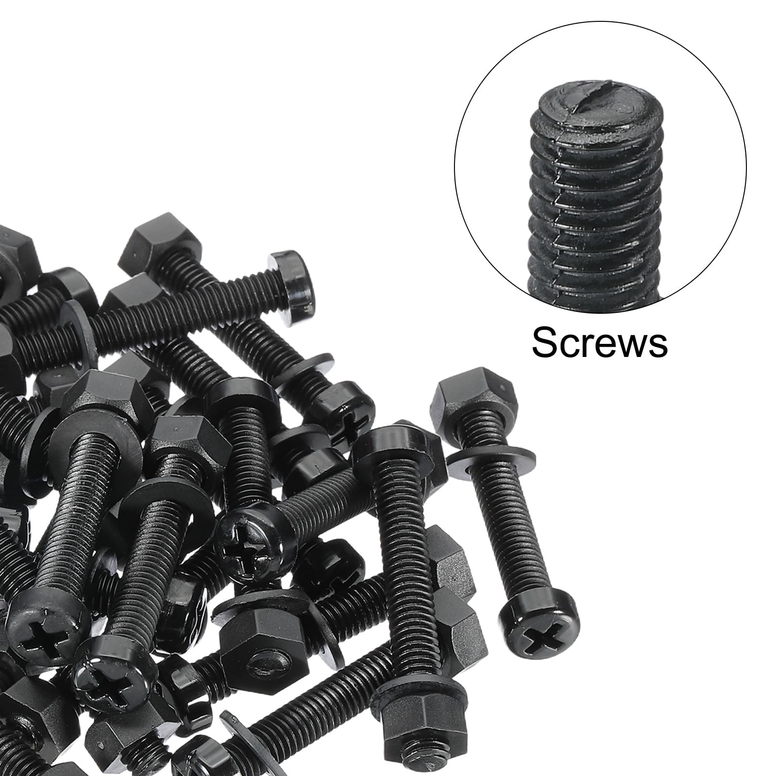 PATIKIL M6x40mm Black Nylon Bolts Plastic Nuts Full Thread Head Screws, 24 Pcs, M6*40mm - Image 4