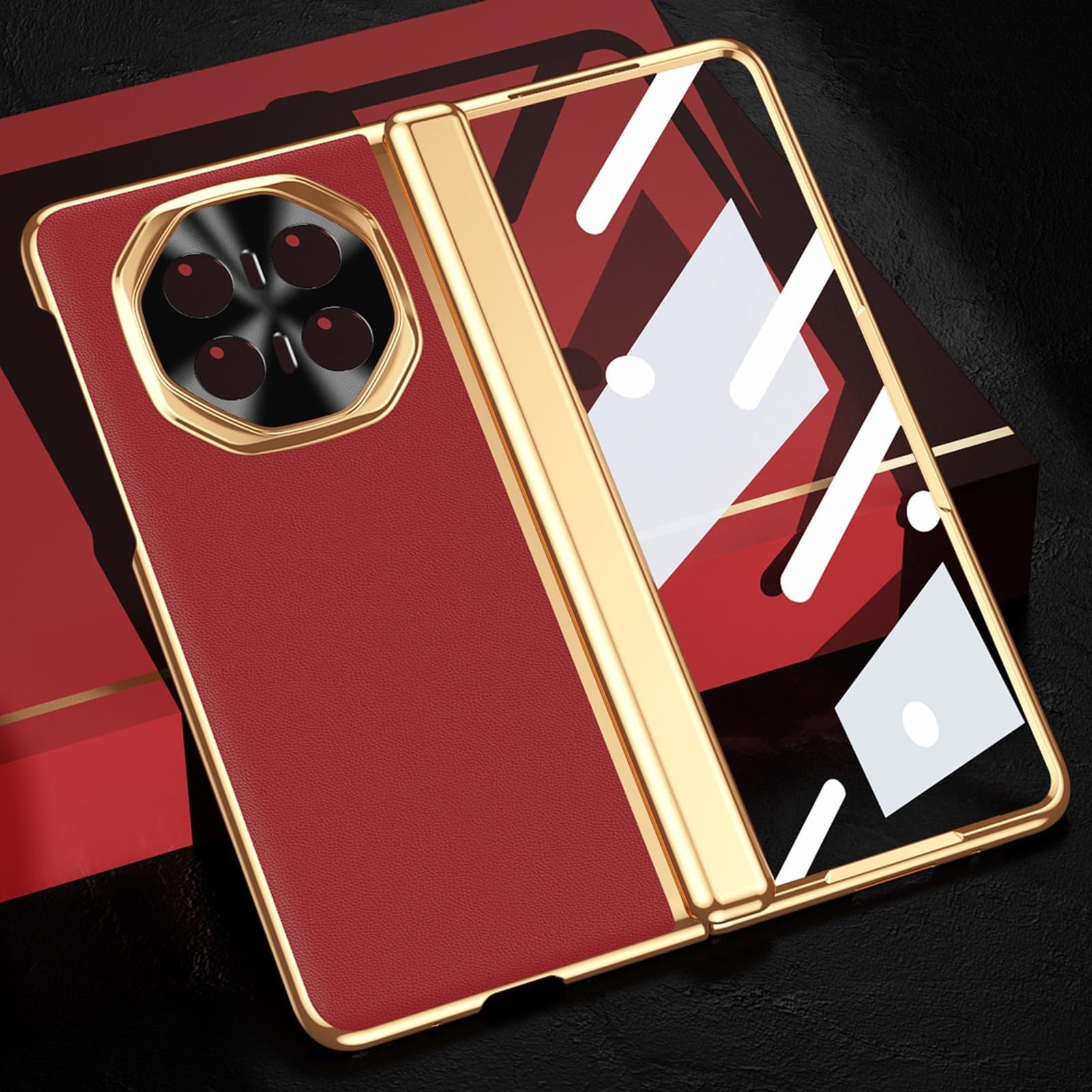 Etui do Huawei Honor Magic V6, osłona elektryczna, etui ze skórzaną ochroną wyświetlacza, odporne na zarysowania (brązowe)