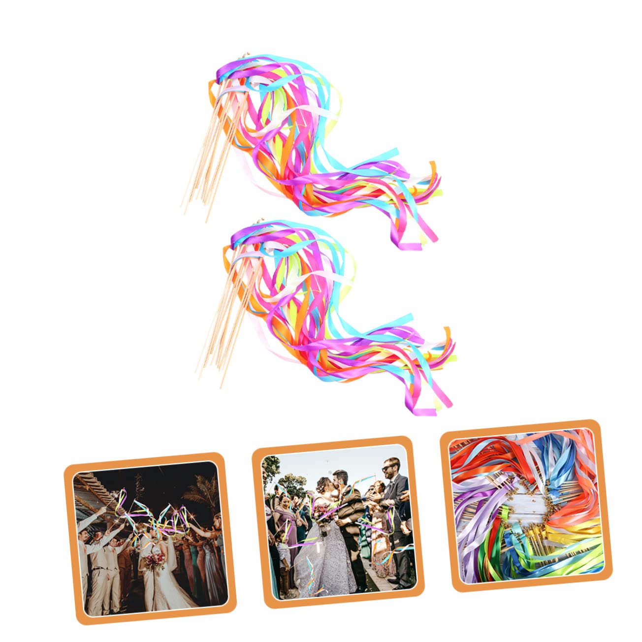 2 Sets Hochzeitsband-feenstäbe Dekorative Streamer-Sticks Für Hochzeitsdekorationen 20 Stück * 2