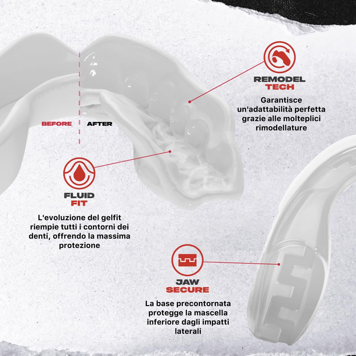 SAFEJAWZ Elements VENTO Paradenti Sportivo Adulti e Bambini Contatto Completo per Tutti Gli Sport, tra Cui Rugby, MMA, Hockey, Judo Arti Marziali e Boxe (Bianco) - 4