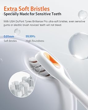 RANVOO AirJet X3 Bubble Electric Toothbrush Original Replacement Head, Conada Certified, Brushing & Flushing 2-in-1, Plaque Removal, Cleaning, Gum Care, 2 Packs, Whitening Bristles, Grey