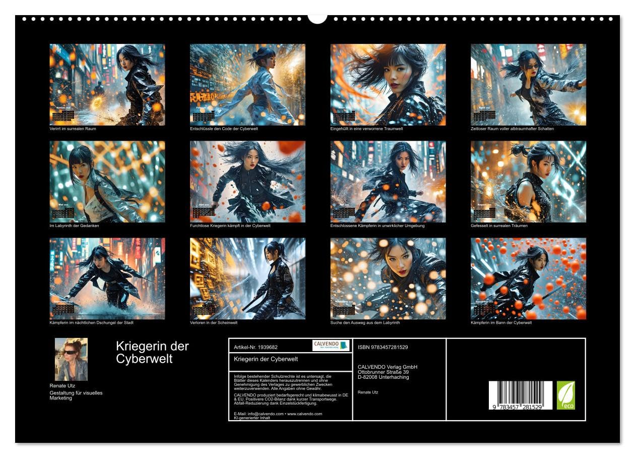 Kriegerin der Cyberwelt (hochwertiger Premium Wandkalender 2026 DIN A2 quer), Kunstdruck in Hochglanz: Atemberaubende epische Bilder einer jungen ... verworrene Träume navigiert (CALVENDO Kunst)