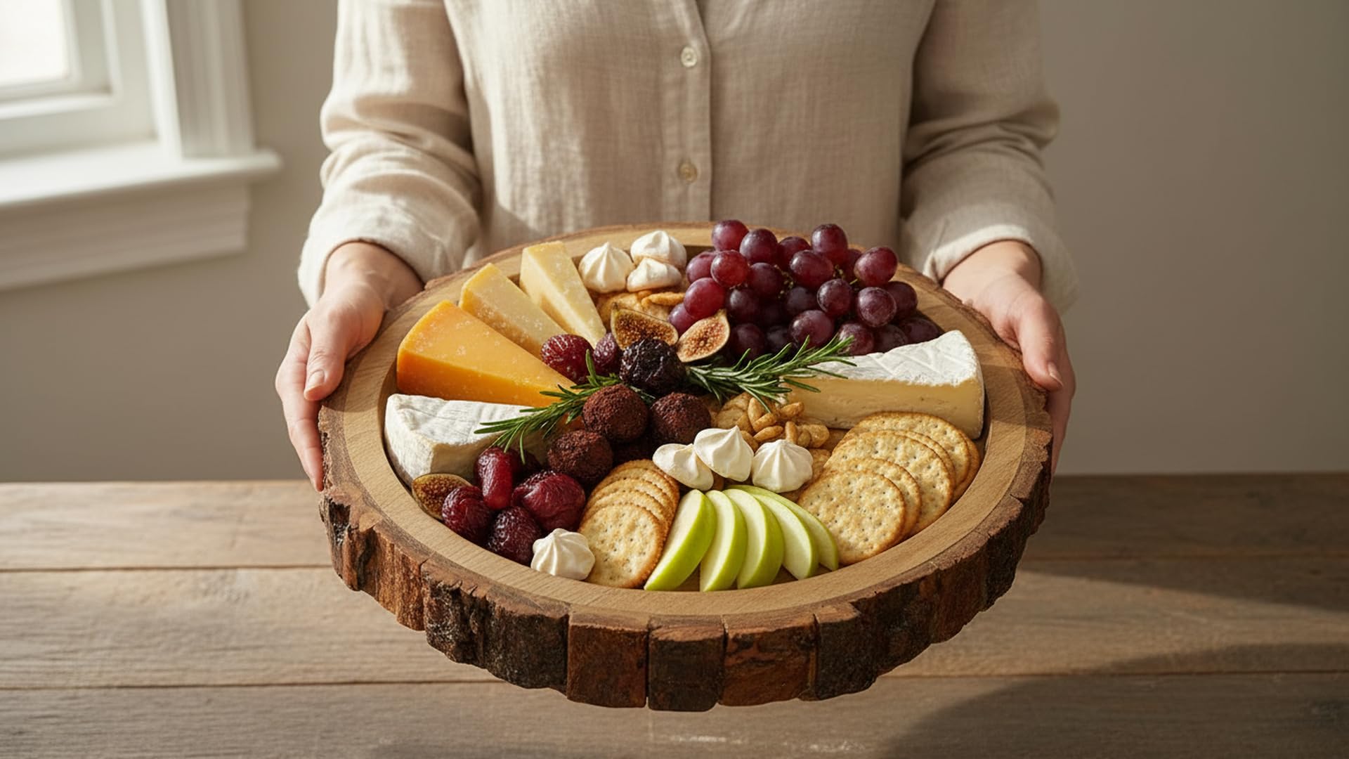 Magnifique idée cadeau d'anniversaire pour pendaison de crémaillère - Fait à la main - Plateau de service en bois - Plateau de service ottoman - Plateau à fruits - Petit déjeuner - Snack - Café