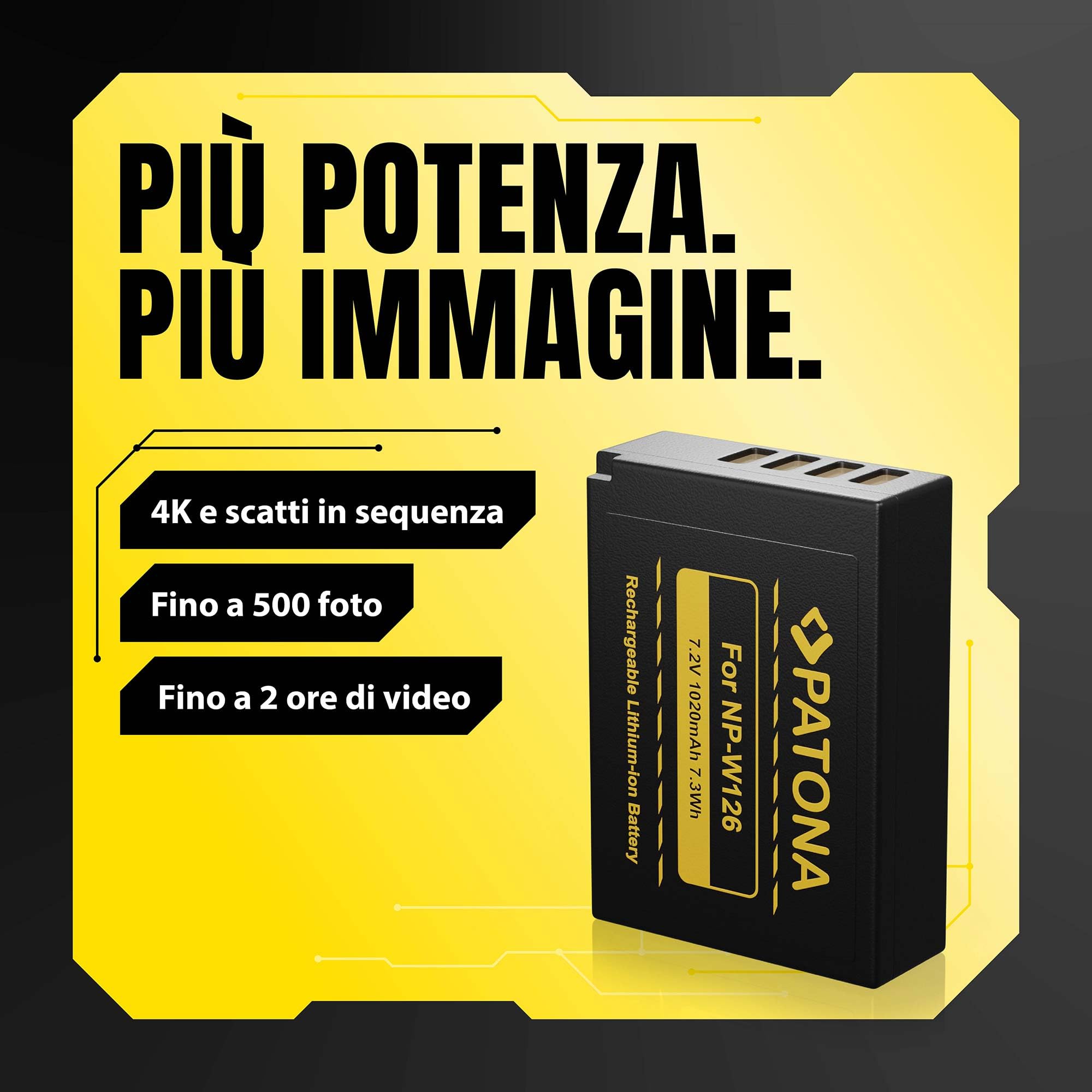 PATONA 2x NP-W126 Batteria 1020mAh – ricambio per Fujifilm NP-W126/NP-W126S – per X100V X100VI X100F, X-T3 X-T5, X-T20–X-T50, X-M5, X-S10, X-Pro, X-E, X-A – doppia scorta per la serie X
