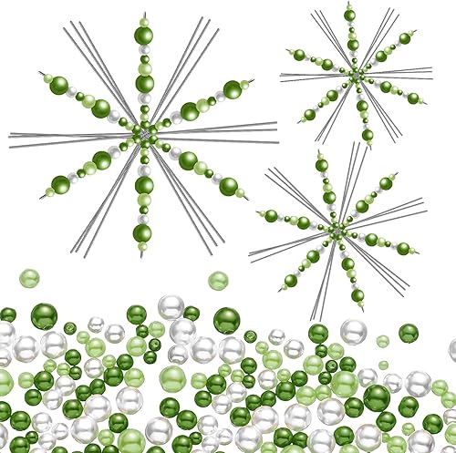 24 piezas de copos de nieve con alambres de metal en forma de copo de nieve con 400 colores y tamaños mixtos, cuentas de perlas, divertido proyecto
