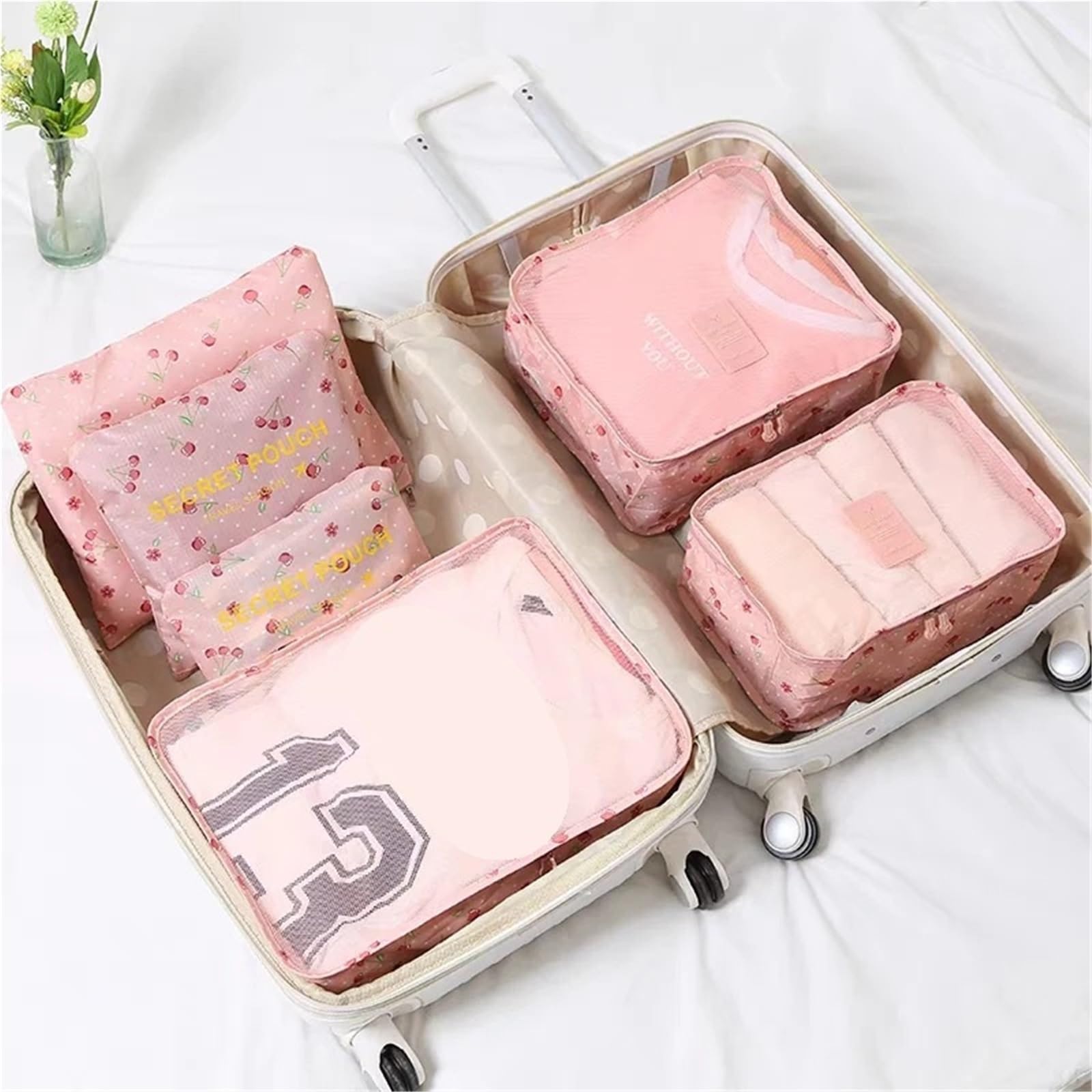 6 pezzi di cubi da viaggio for organizzare valigie, organizer for vestiti, organizer da viaggio, pieghevole, a compressione, for riporre i bagagli. Per Risparmiare Spazio Nella Valigia