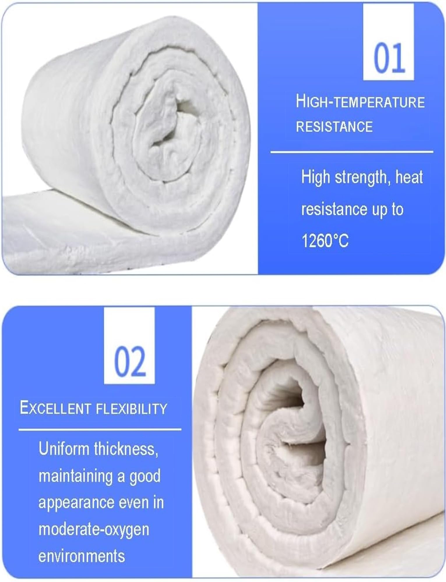Manta aislante de fibra cerámica de alta temperatura con revestimiento de papel de aluminio para protección contra el calor en estufas, chimeneas, forjas, hornos y conductos