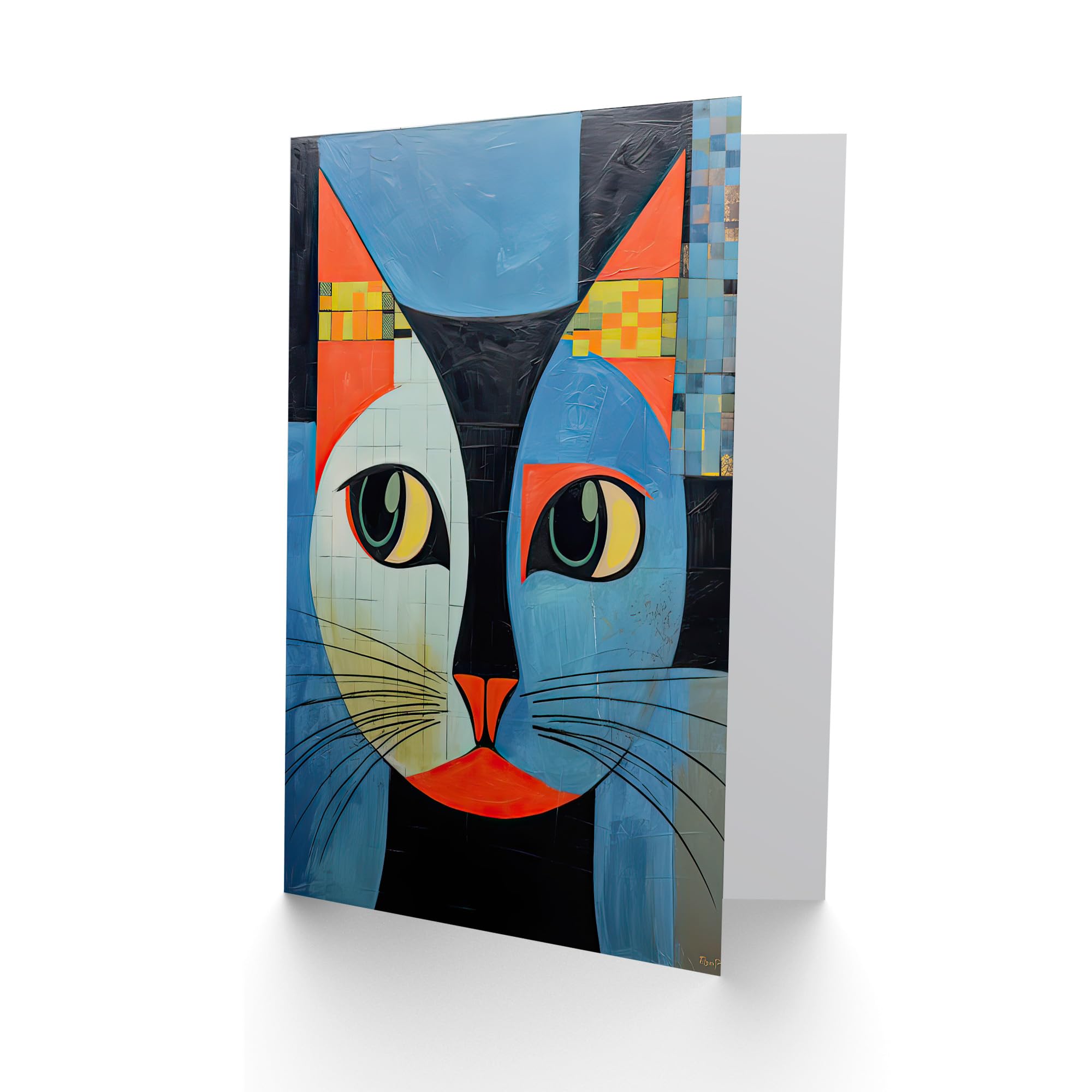 Artery8 Grußkarte Für Katzenliebhaber – Mosaik-Design, Blanko Innen, 17,5x12,5 Cm