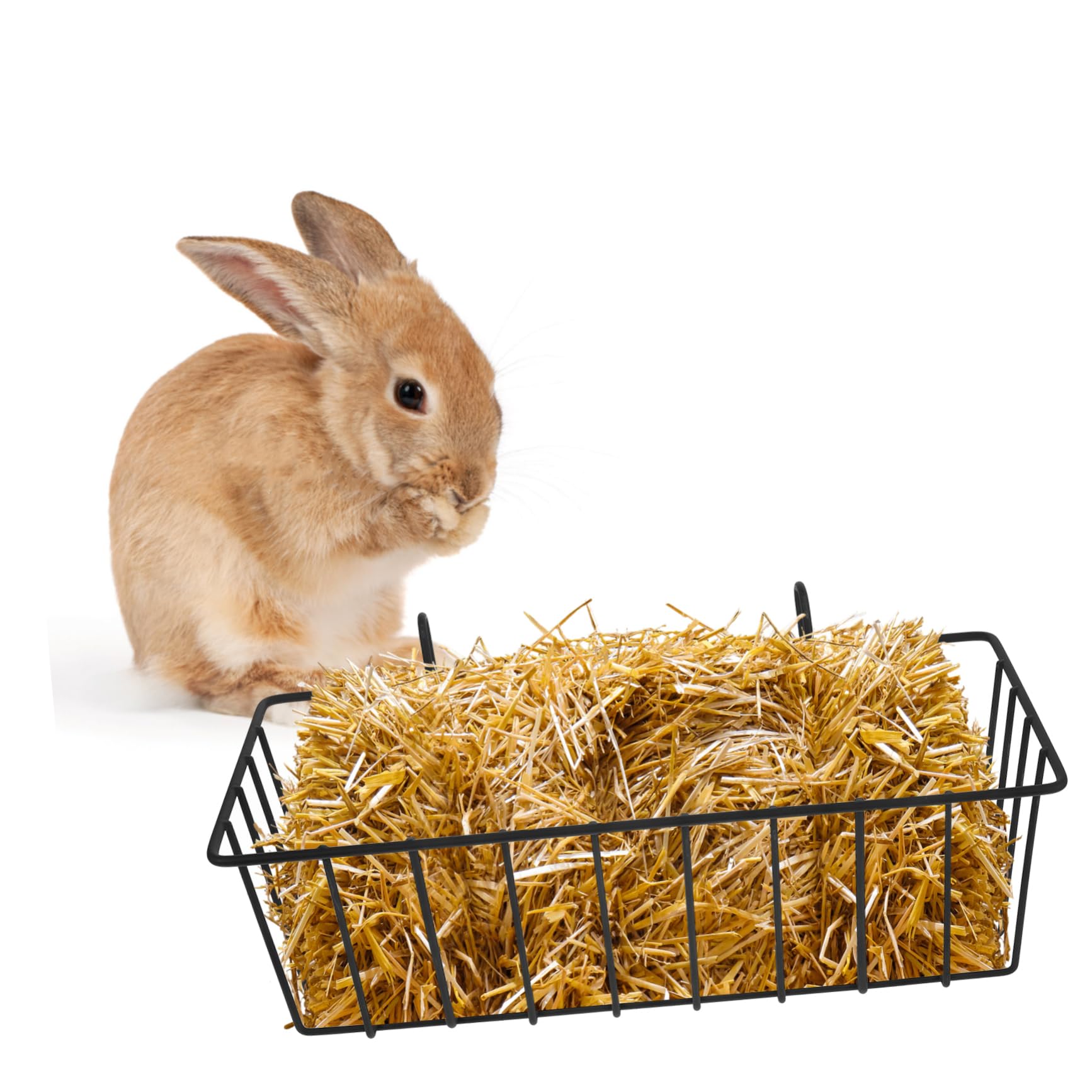 Râtelier à Foin pour Lapin, Lot de 2, Fer Noir, pour Cage | Hamster Compatible, Format Compact, Rangement Facile, Accessoire D’alimentation pour Petits Animaux