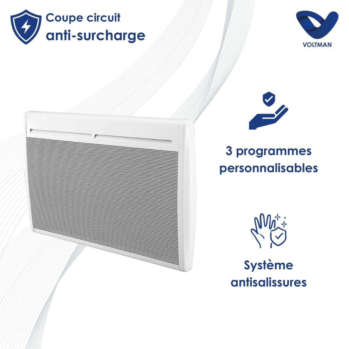 VOLTMAN VOM540014 - Panel promienny - 1500 W - Biały - Programowalny termostat