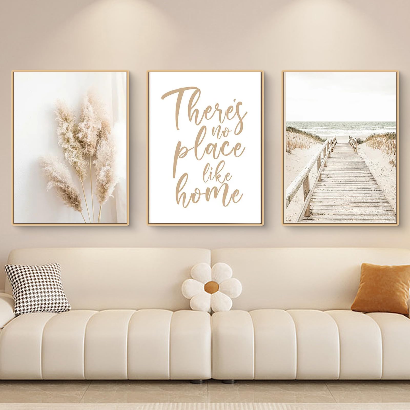 Trayosin 3-teiliges Poster Set,Moderne Boho Pampasgras Bilder Wohnzimmer Deko Schlafzimmer Wandbilder Beige Kunst Bild ohne Rahmen Kunstdruck Leinwandbild (B,21x30cm)
