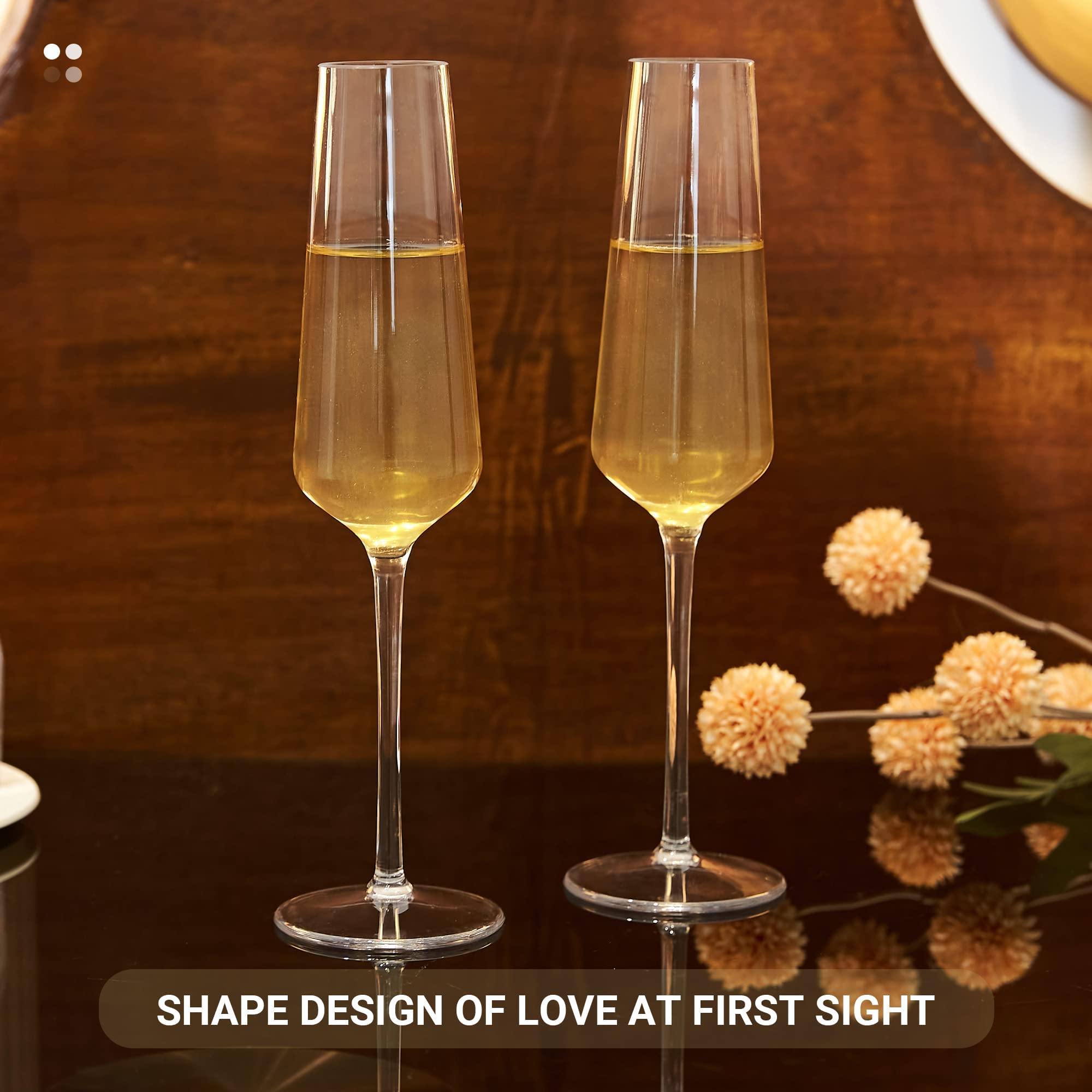 réutilisable Tritan-Plastic champagne flûtes incassable lave-vaisselle en plastique coffre-fort verrerie fête d'anniversaire de mariage Gift-224ML / 7.8oz, set de 4