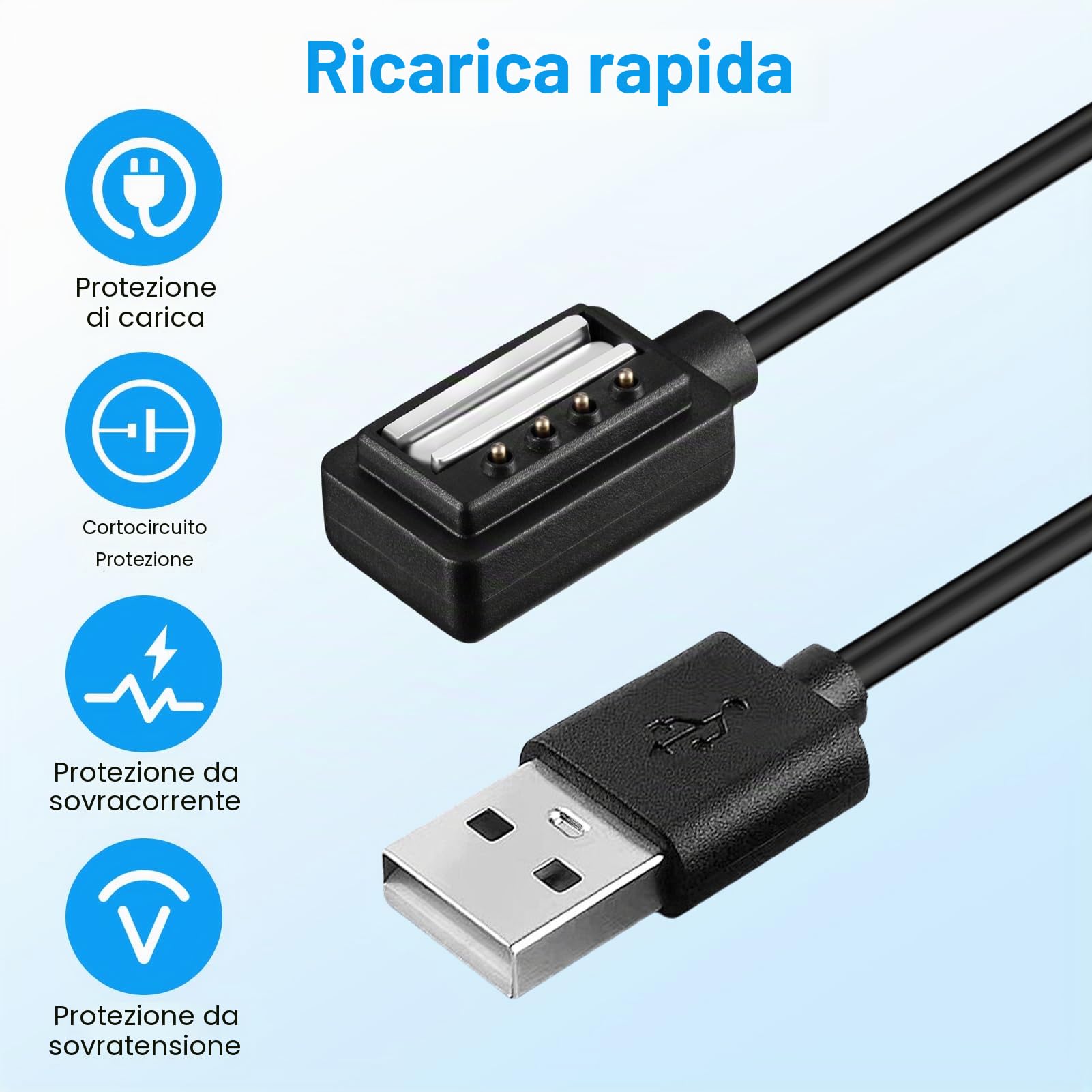Cavo Di Ricarica Magnetico USB Per Suunto 9, EON Core, Spartan Ultra HR, D5, Sport Wrist HR/Baro – 100 Cm, Protezioni Integrate, Sincronizzazione Dati - 2