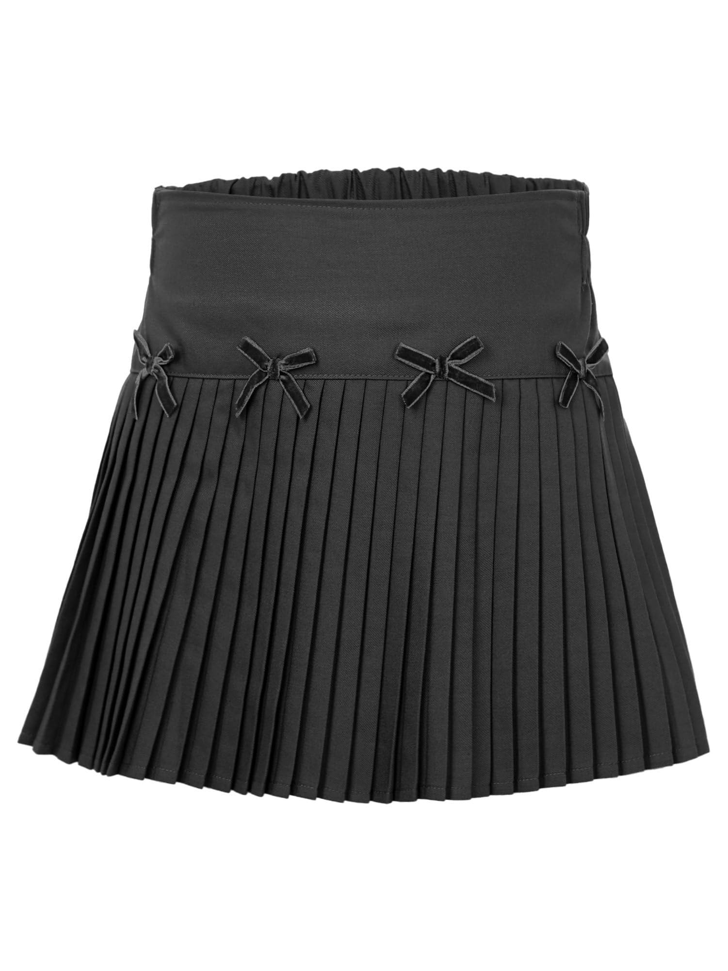 IEFIEL Falda Plisada de Uniforme Escolar para Niñas con Interior Shorts Falda Corta de Básica A-Line de Cintura Elástica Alta Minifalda