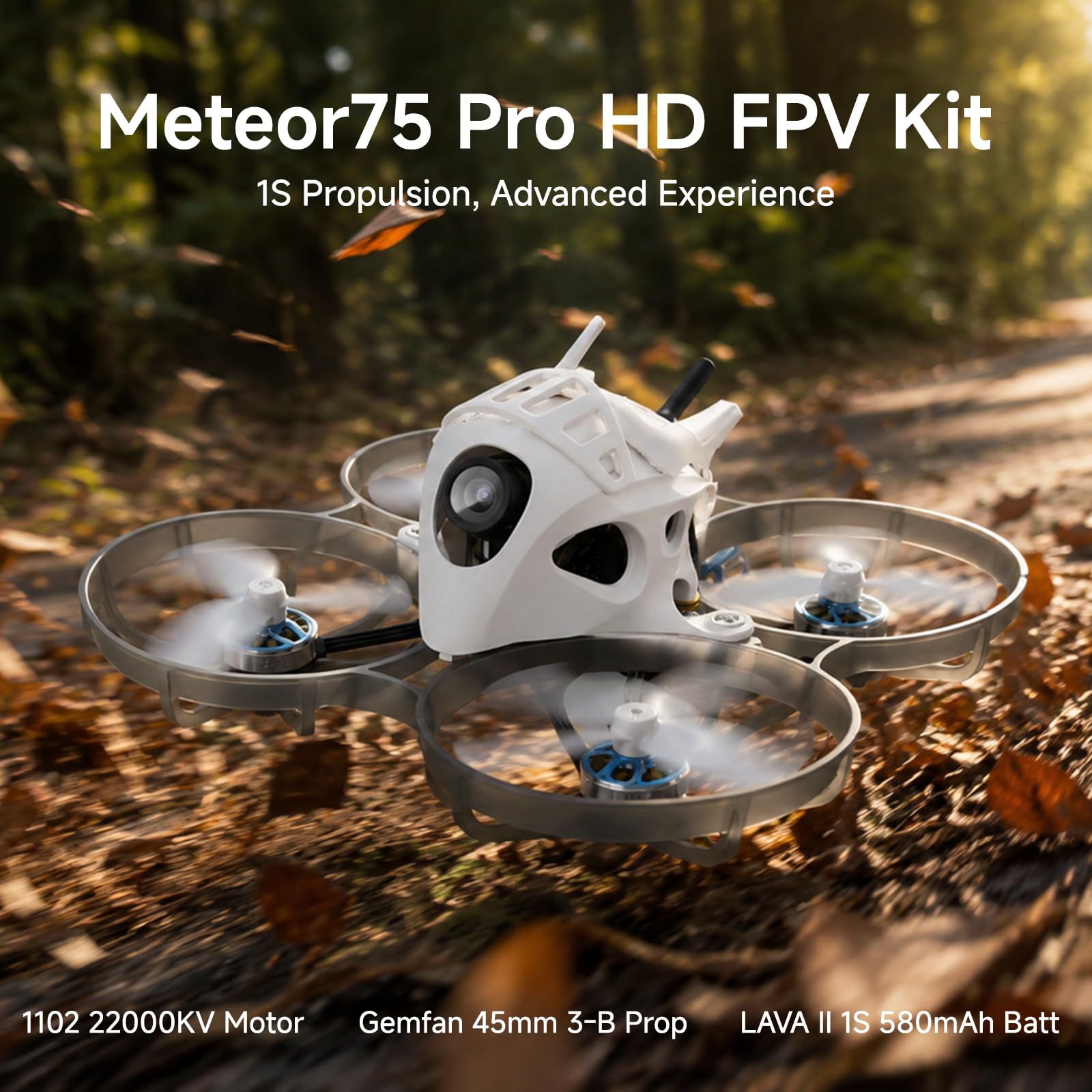 BETAFPV Meteor75 Pro P1 HD FPV Kit, LiteRadio 4 SE, VR04 HD Goggles, 1S RTF | P1 Air Unit VTX 1080P with LAVA II 580mAh Lipo Bat Up to 6Min, Simulator, DVR Function, Portable Bag Ready to Fly for Cine