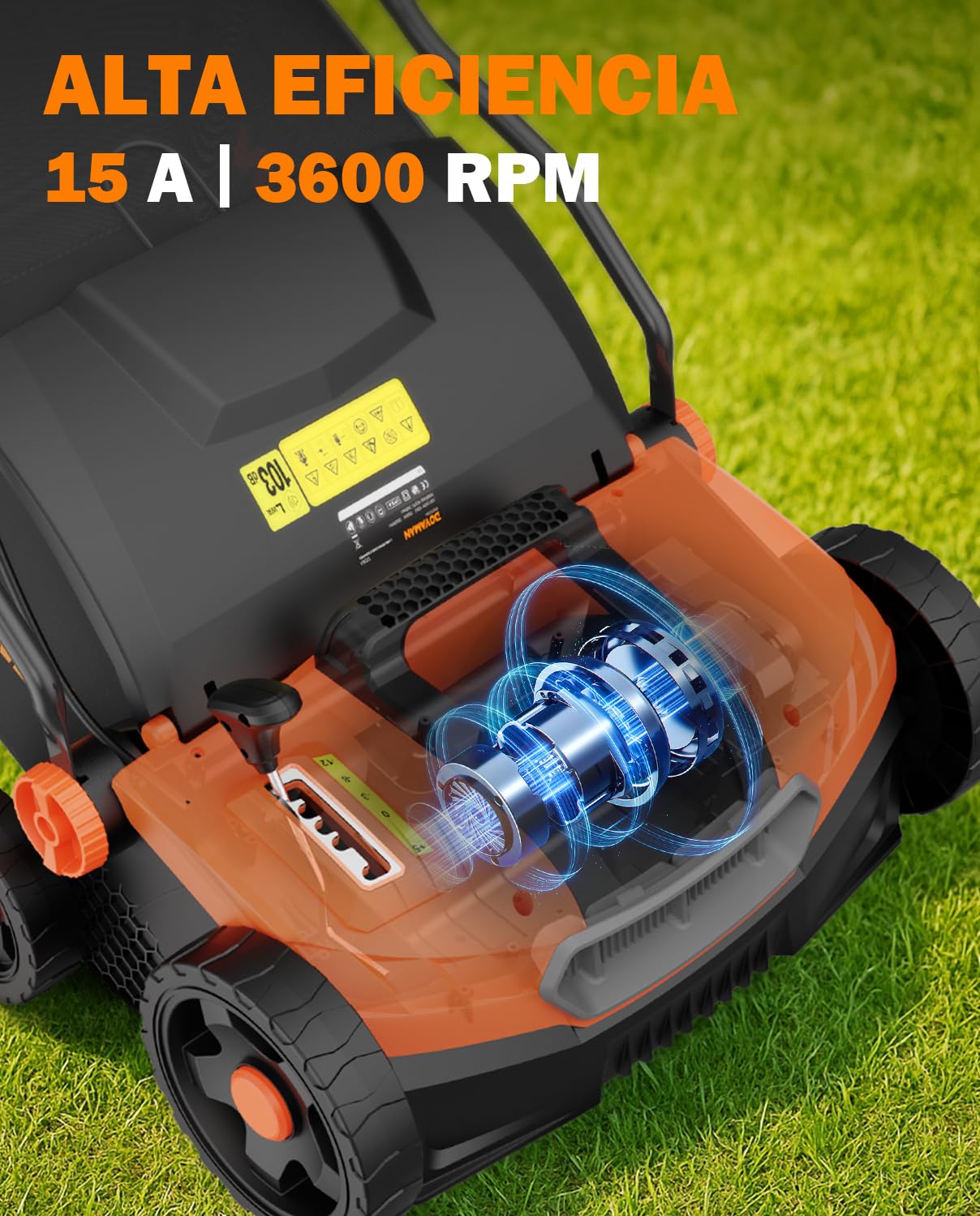 DOVAMAN DS16A 2 en 1 Escarificador y Aireador Eléctrico, 1500W, 40cm Ancho de Trabajo, 5 Ajustes de Profundidad, Diseño Plegable, Bolsa 45L, Altura Ajustable, Ligero, Ideal para Escarificar y Airear