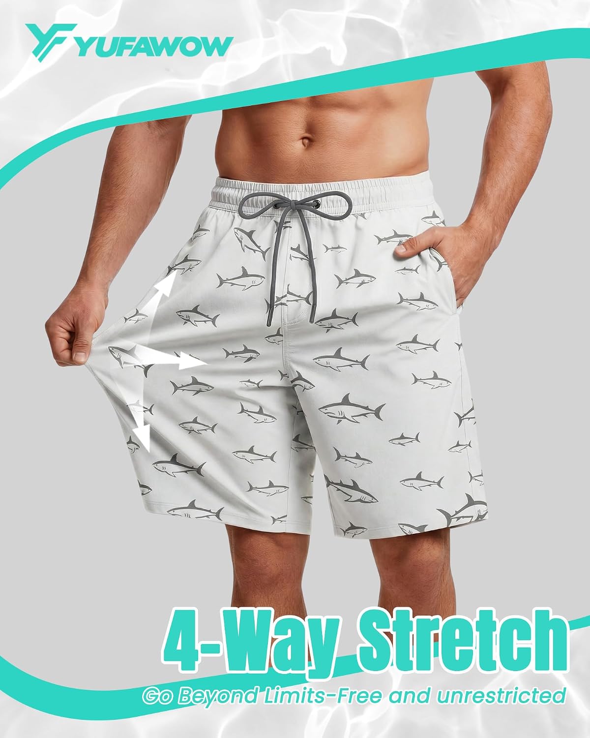 Yufawow 9 Inch Men Swim Trunks with Mesh Lining Breathable Quick Dry Drawstring Pockets for Summer Beach Travel Cruise image 3