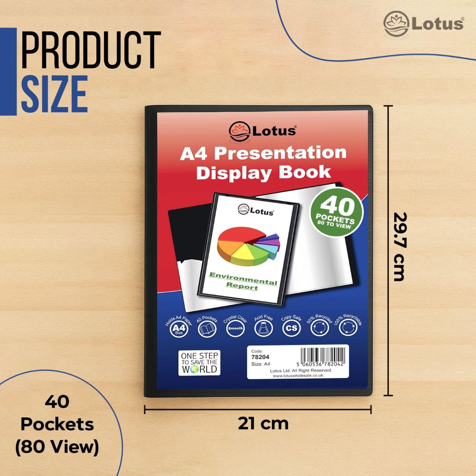 A4 Display Book, 40 Pockets Black Presentation A4 Display Book Folder Folio for Professionals Business, Students, Projects - Image 4