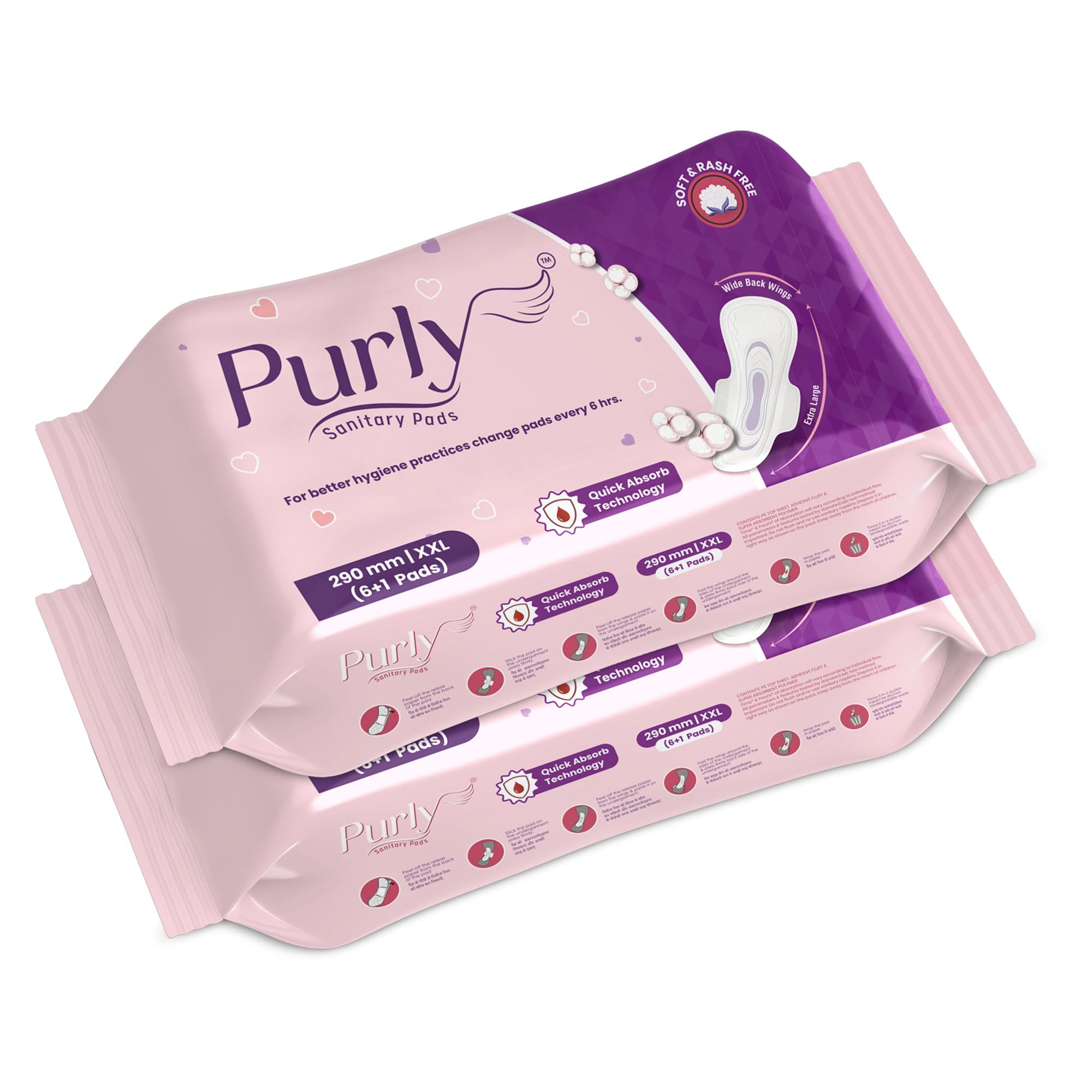 Purly Cottony Soft Sanitary Pads for Women with Hygiene & Comfort (6+1free)| Ultimate Protection & Comfort, Locks Odour & wetness| Superior Dry feel With LeakLock Technology| 290mm XXL (Pack of 2) (B0DB8P4S49) Amazon Price History, Amazon Price Tracker
