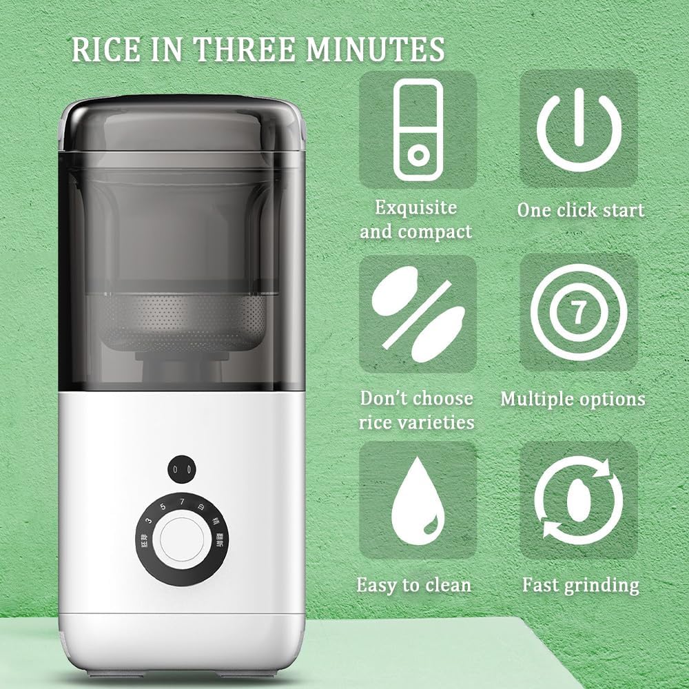 Fresatrice elettrica per riso, separatore automatico di crusca di riso da 480 ml con precisione di fresatura a 7 marce e timer intelligente, 300 W portatile per sbucciare il grano per la casa