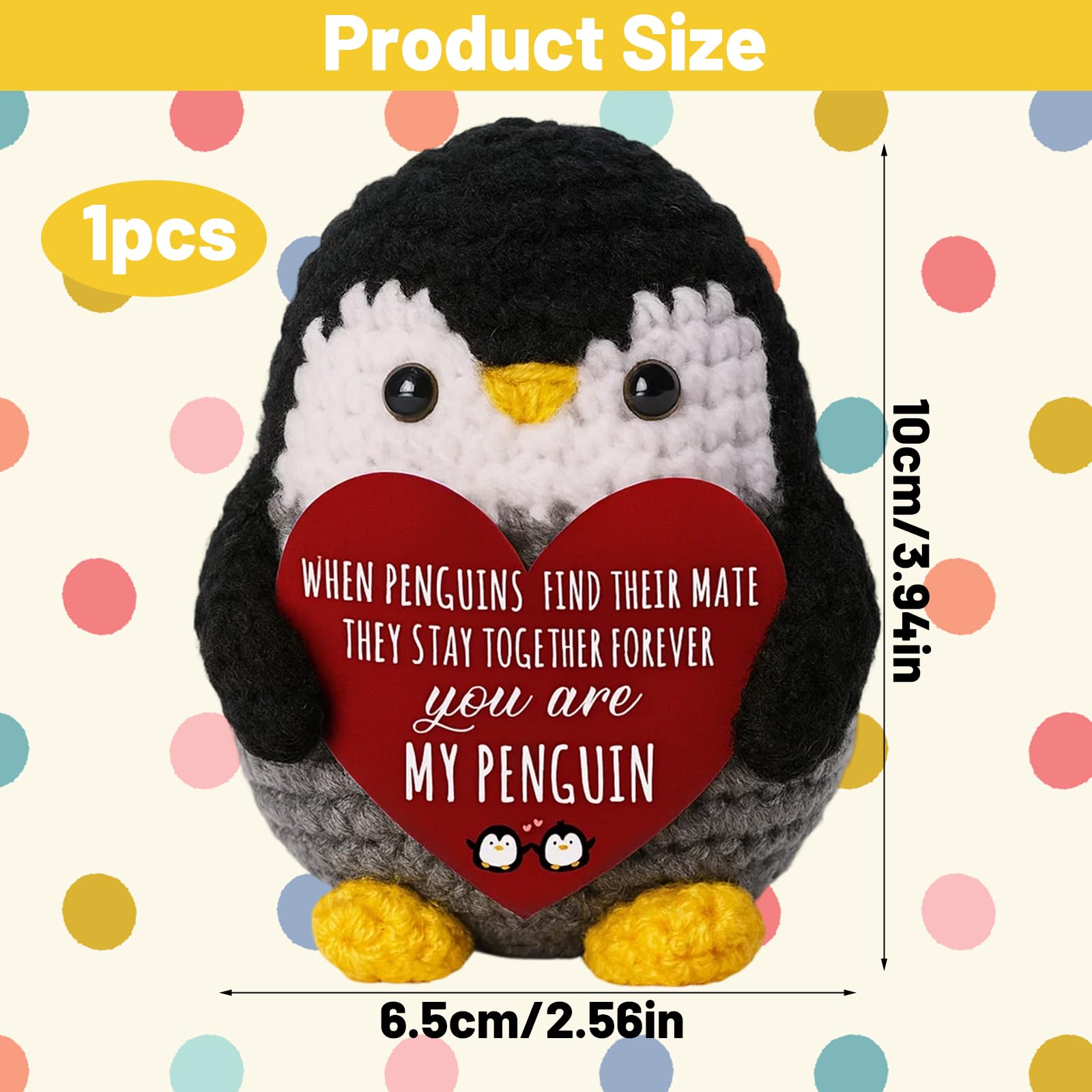 JORcadis Valentines Gifts for Her Romantic for Wife Handcrafted Crochet Penguin with Emotional Appeal - Image 2