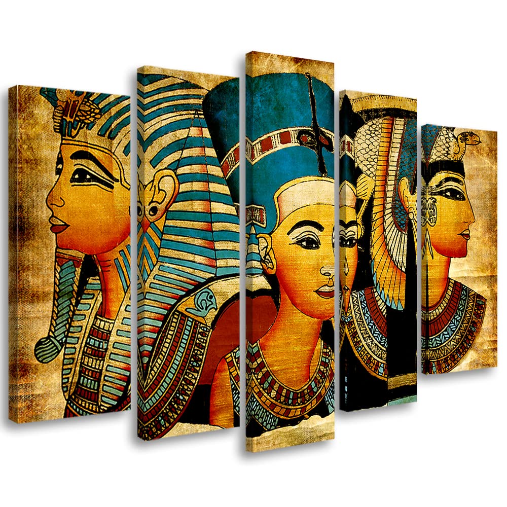 Feeby Tableau Sur Toile Cléopâtre Faraon Égypte 60x40 Cm - Décoration Moderne Pyramides Nil