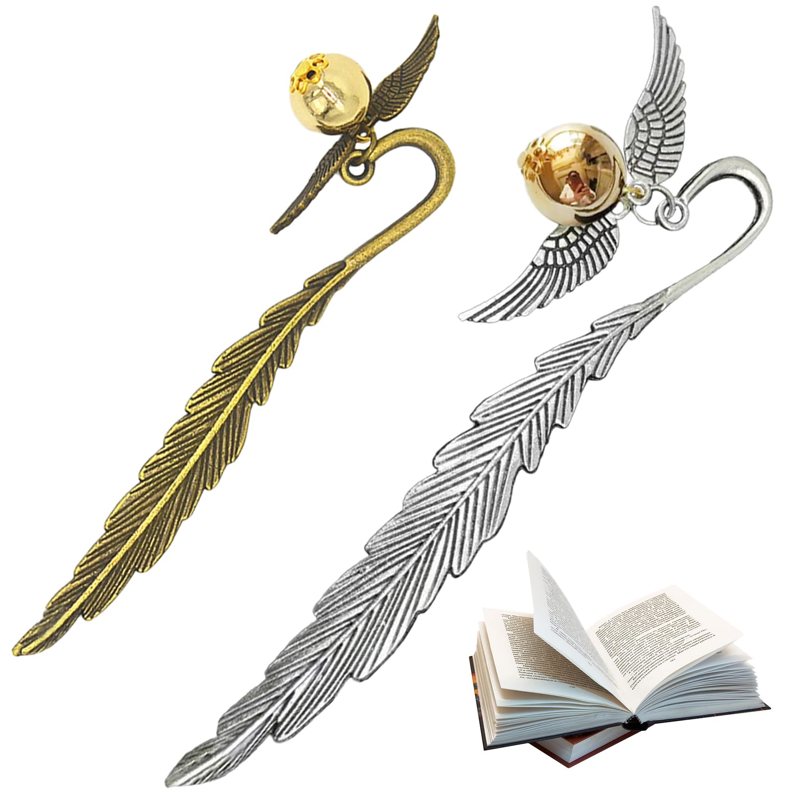 DKDDSSS 2pcs Marcapáginas Harry, Harry Potter Marcapáginas para Mujeres, Snitch Dorada, Marcapaginas Regalo para Niños, Regalos Profesora Adolescentes Chicas Jovenes Amigas Hermanas Cumpleanos