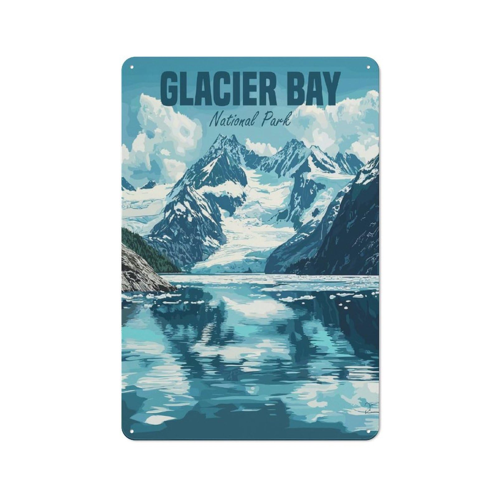 Junmoney Style-14 Cottage Style Glacier Bay National Park Decorative Tin Sign 30X20cm, Rustic Kitchen Decor For Kitchen, Cottage, Porch Or Garden Room