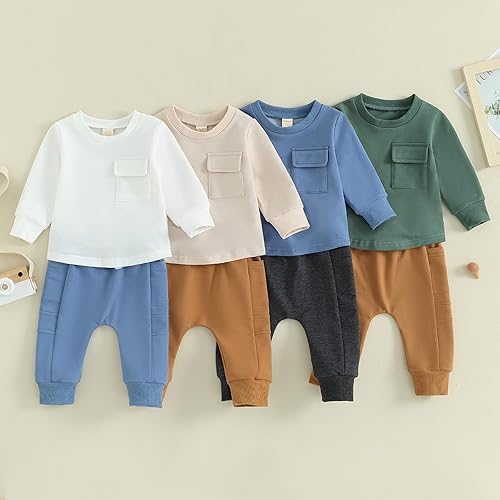 Miniatura 2 de Nie Cuimeiwan Conjunto de ropa de otoño para bebé, niño, niña, ropa de otoño, color de contraste, cálido, para mamá, niño, sudadera y pantalones