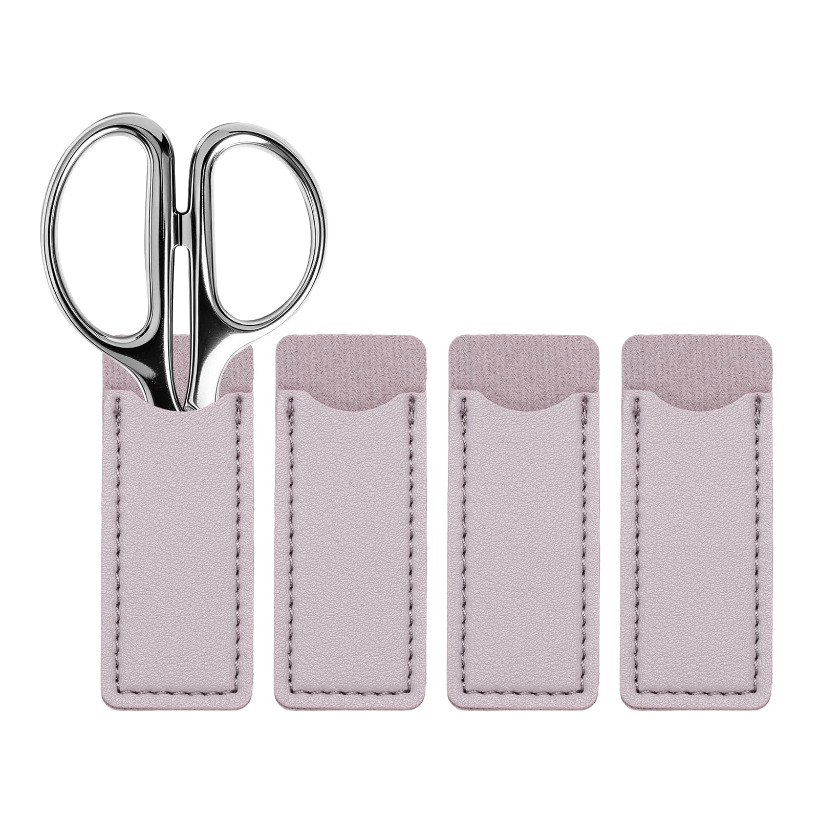 sourcing map 4 Pcs Scissors Sheath, Leather Scissor Tip Protective Cover Sleeve Portable Beauty Trimming Tool Protector Pouch Storage Case for Embroidery, Sewing, Crafting, Light Purple