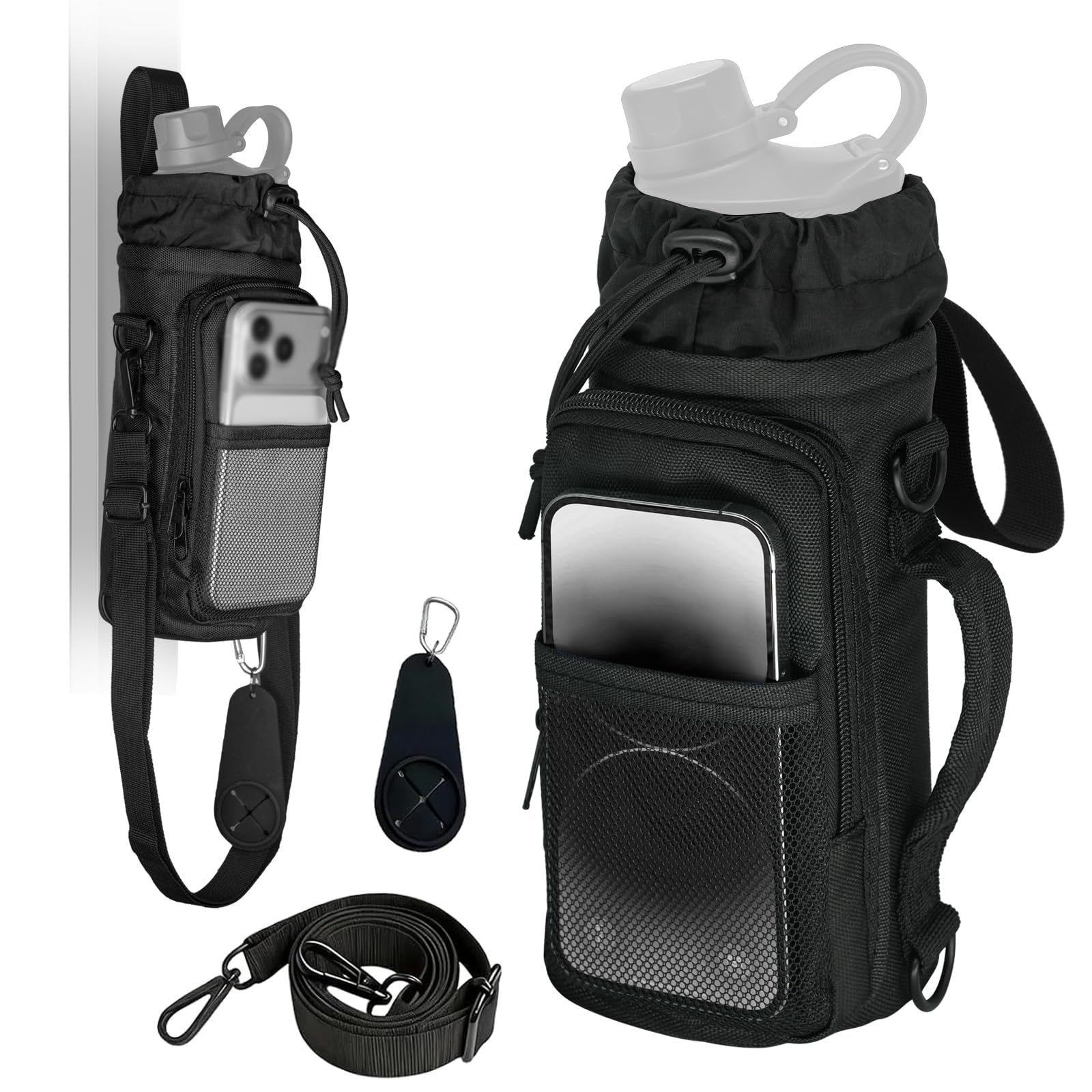 Magnetic Gym Bag Water Bottle Holder Strong Magnetic Gym Bag with Multi-Pocket Storage, Waterproof Water Bottle Bag with Strap for Gym & Outdoor, Gym Accessories for Men Women