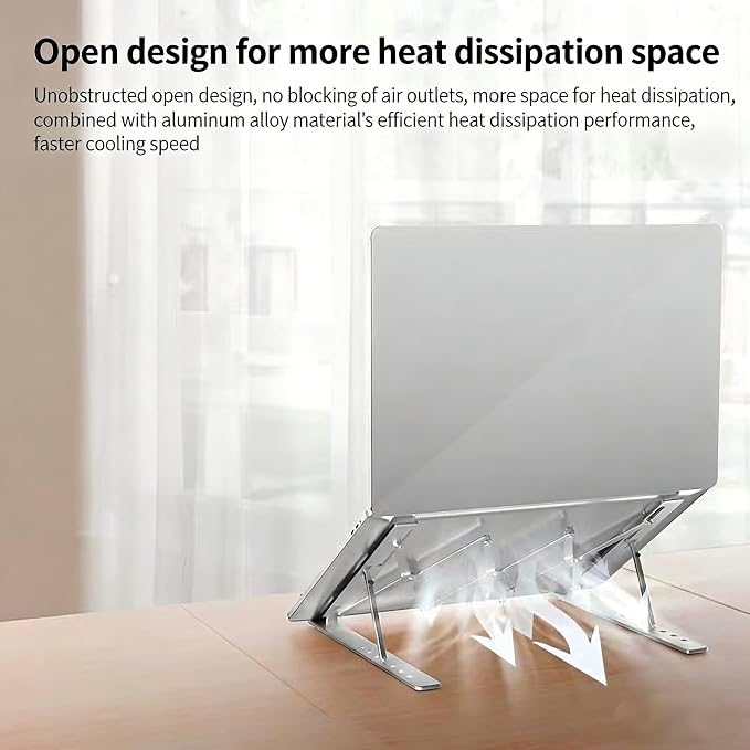 Soporte Ajustable 7 Ángulos para Laptop 10-17" Aluminio Plateado miniatura 4