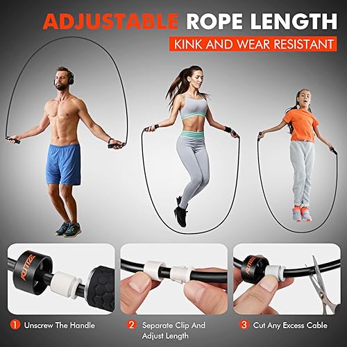 Miniatura 6 de Cuerda de saltar, cuerda de saltar pesada para gimnasio en casa, cuerdas de saltar pesadas ajustables de 1 libra para fitness, equipo de ejercicio