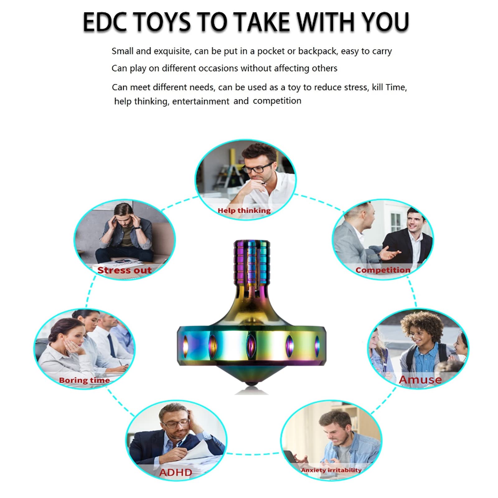 Precyzyjna metalowa bączek zabawka Spinning Top, doskonale wyważony, gładki obrót, długi czas wirowania, łatwo więcej niż 10 minut, przenośne zabawki EDC 3PCS-S+C+K
