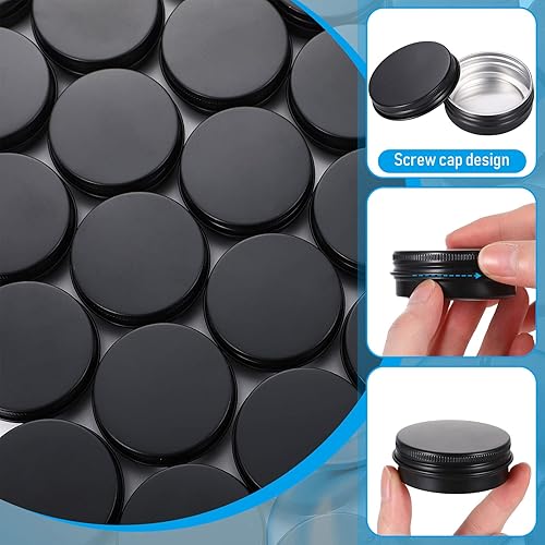 Miniatura 5 de Patelai 100 latas de metal de 0.5 onzas, latas redondas de aluminio con tapa de rosca, envases de bálsamo labial, botellas vacías de viaje para