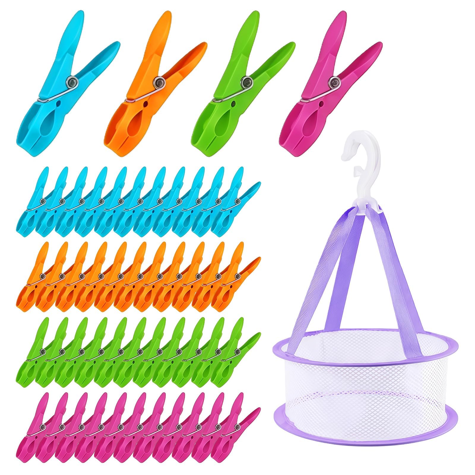 48 Pack Clothes Pegs for Washing Line, 7.3 cm Plastic Laundry Pegs with Bag