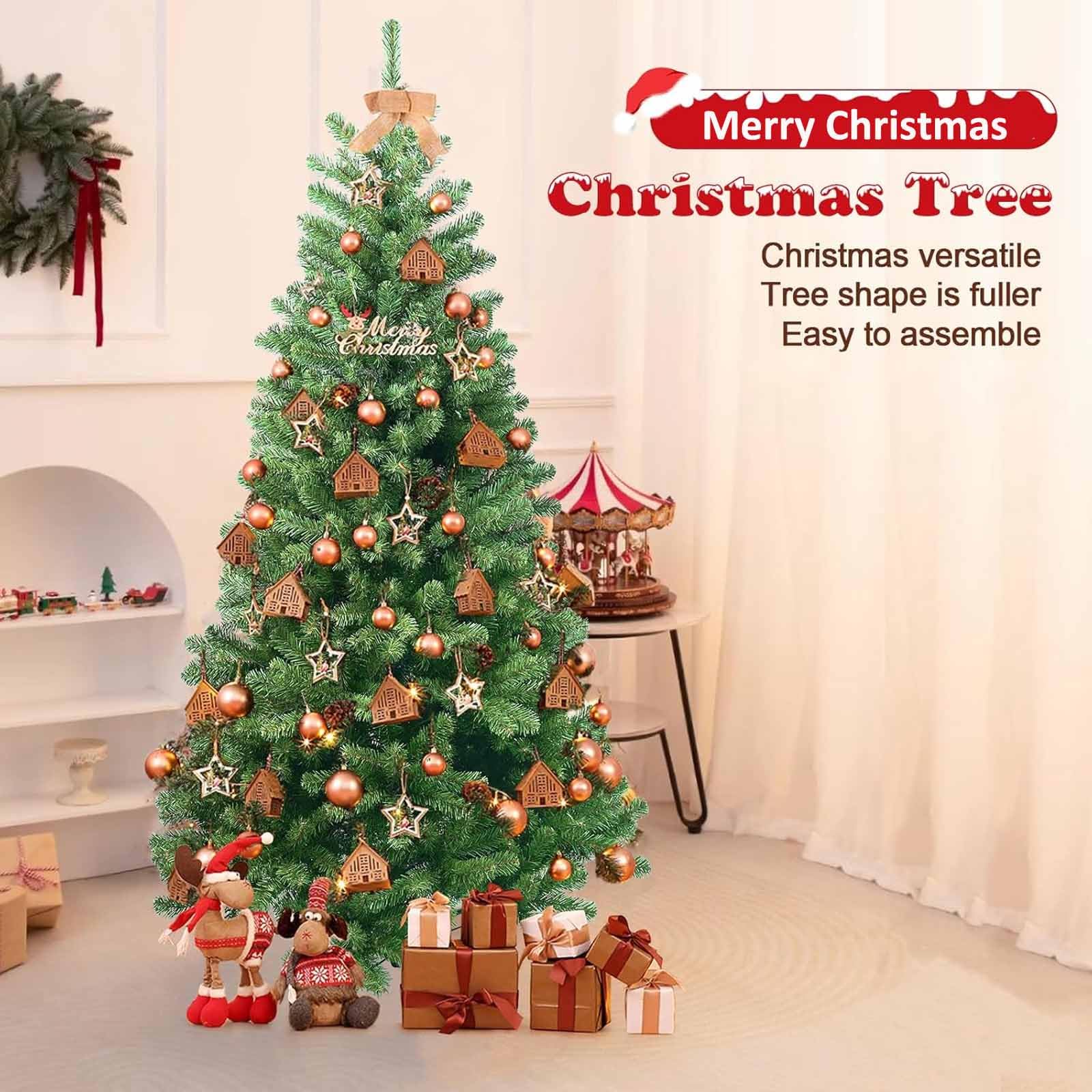 Fuß großer künstlicher Weihnachtsbaum mit stabilem Metallsockel. Üppiger Weihnachtsbaum für Zuhause, Büro, Geschäft und Partydekoration. Einfach aufzubauen