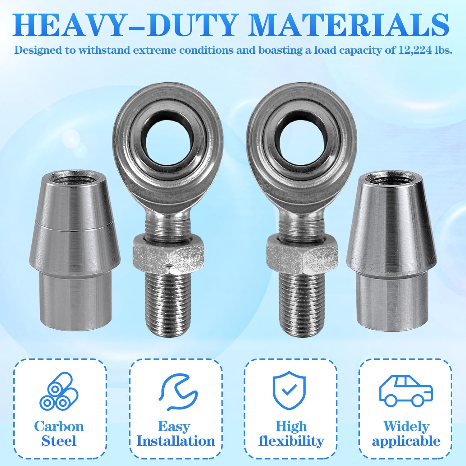 1/2 x 1/2-20 Heim Joints Rod End Kit .065 Bungs with Jam Nuts,RH & LH Hand Thread Chromoly Panhard Bar for Steering and Suspension,Traction Bars and Steering,Links Joints-2Set