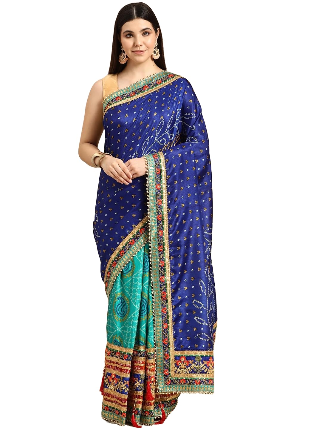 Pandadi SareeWomen's Dola Patola Silk Saree With Unstitched Blouse Piece.