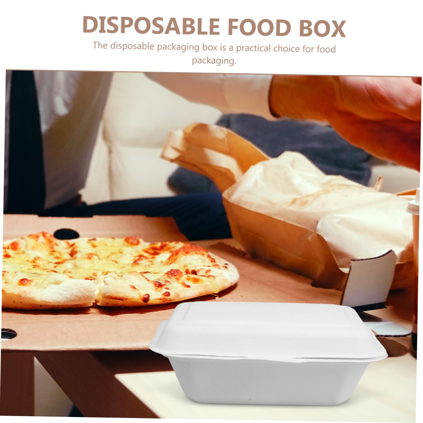 ULTECHNOVO 100piezas Envases Comida Desechables Recipientes De Biodegradables Para Comida Caja De Almuerzo y Práctica Para Calientes y Frías