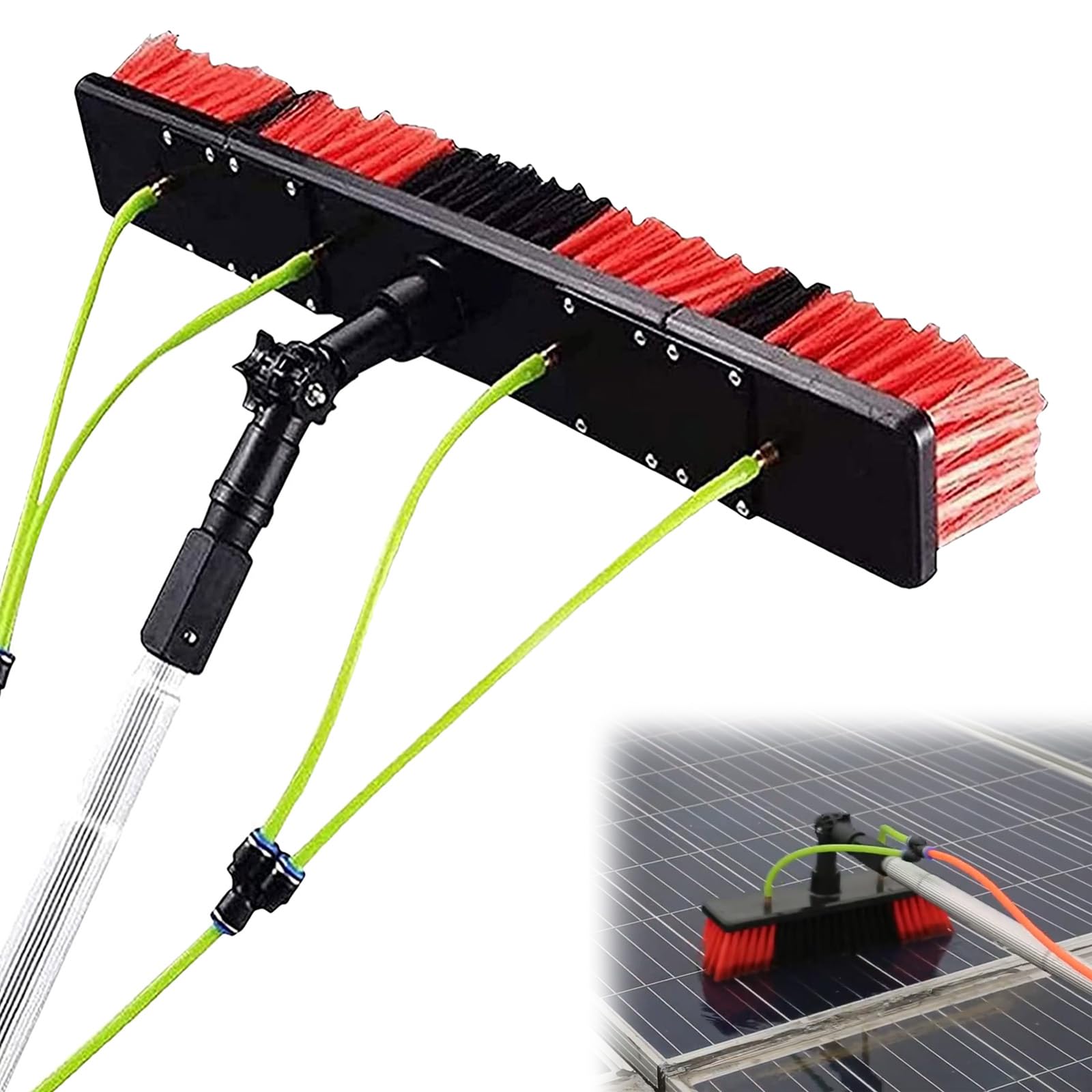 ZBBGTJK Telescopic Window Cleaning Pole with 55cm Water Fed Brush Head Ideal for Solar Panel & Photovoltaic Cleaning Efficient Outdoor Cleaning Tool
