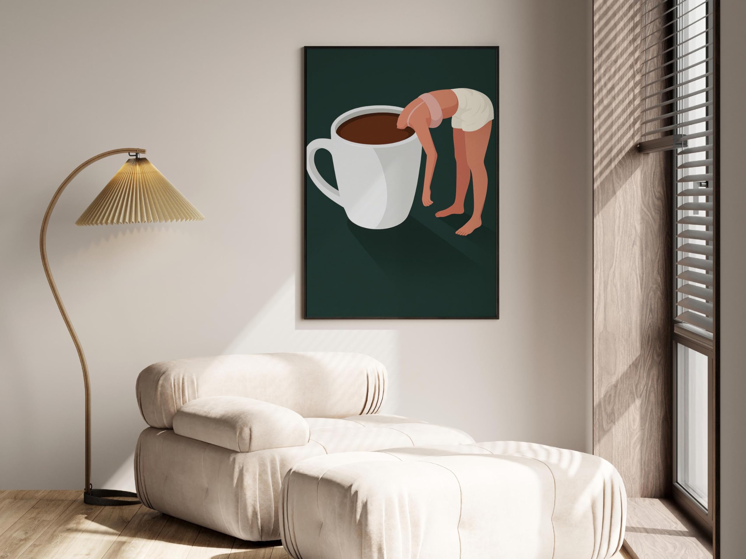 LMYCHENG Śmieszne nadruki Kawa Kobieta Kubek Plakat Na Płótnie Sztuka Ścienna Do Kuchni Biura Dekoracja (20 x 30 cm / Wewnętrzna rama)