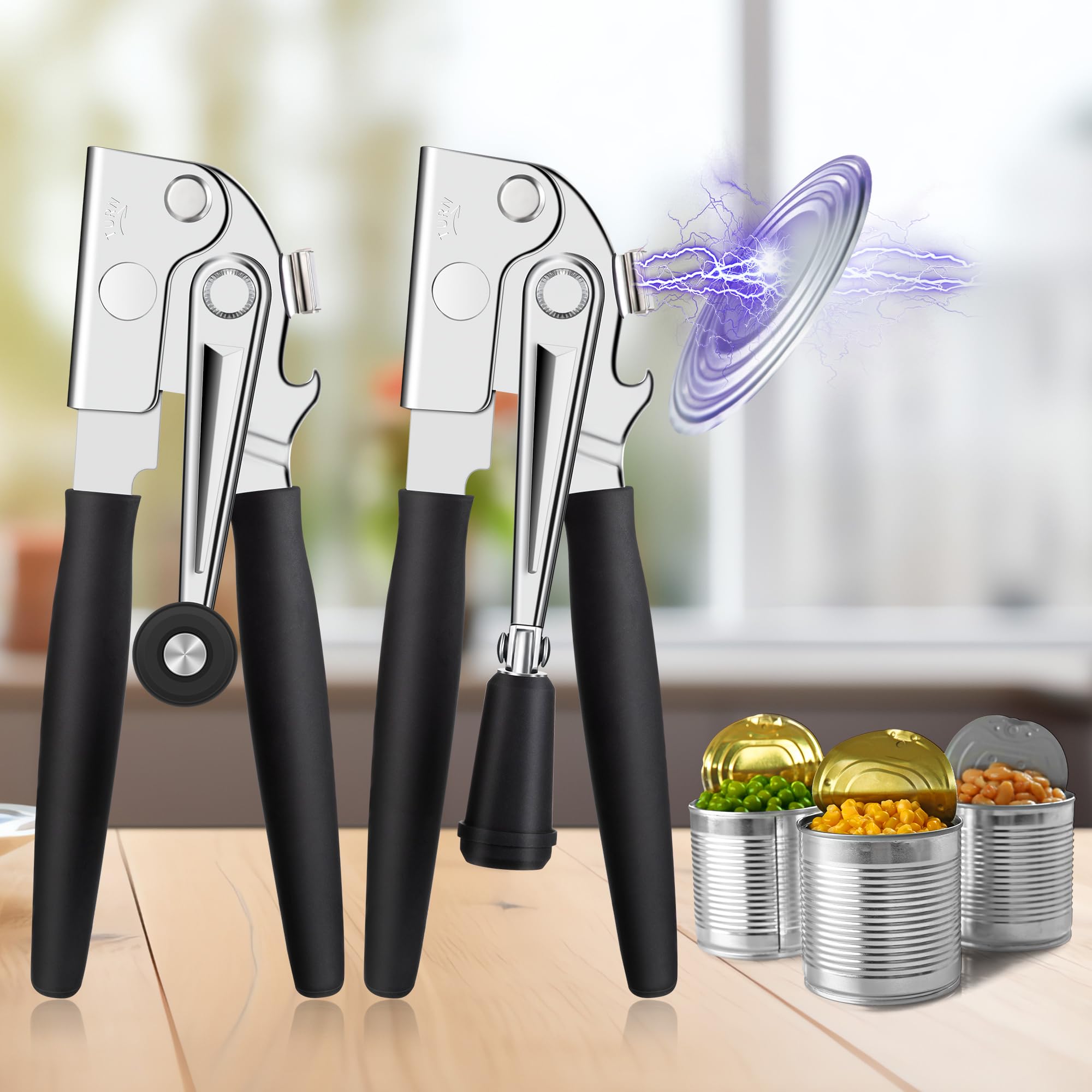 Dreyoo 2 Pack Commercial Can Opener Manual, Can Opener with