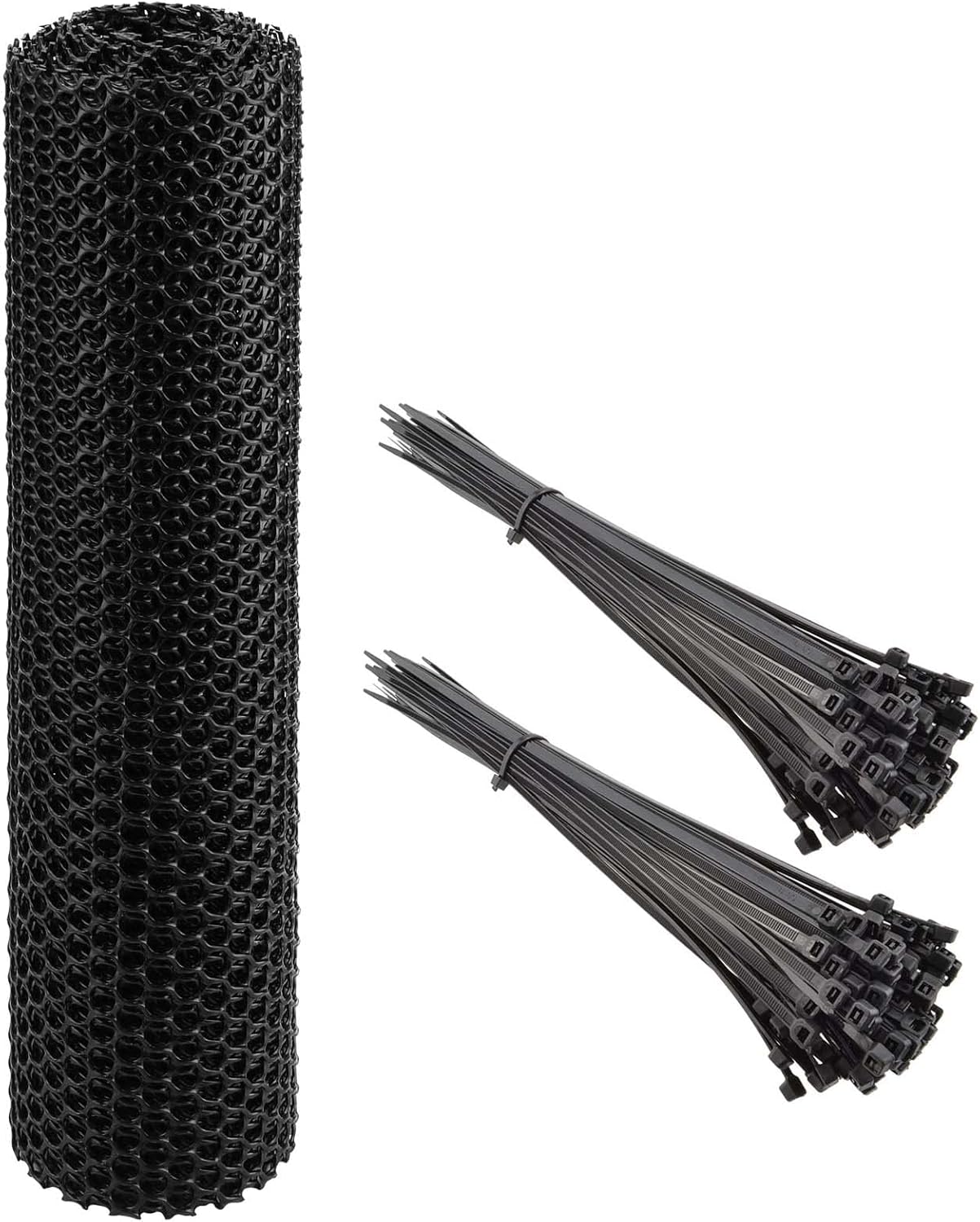 15.7 Inch x 49 Ft Black Plastic Chicken Wire Fence, Decorative Chicken Mesh Fence with Tie Plastic Poultry Netting for Garden Decorative, Farm, Poultry Protection and DIY Crafts