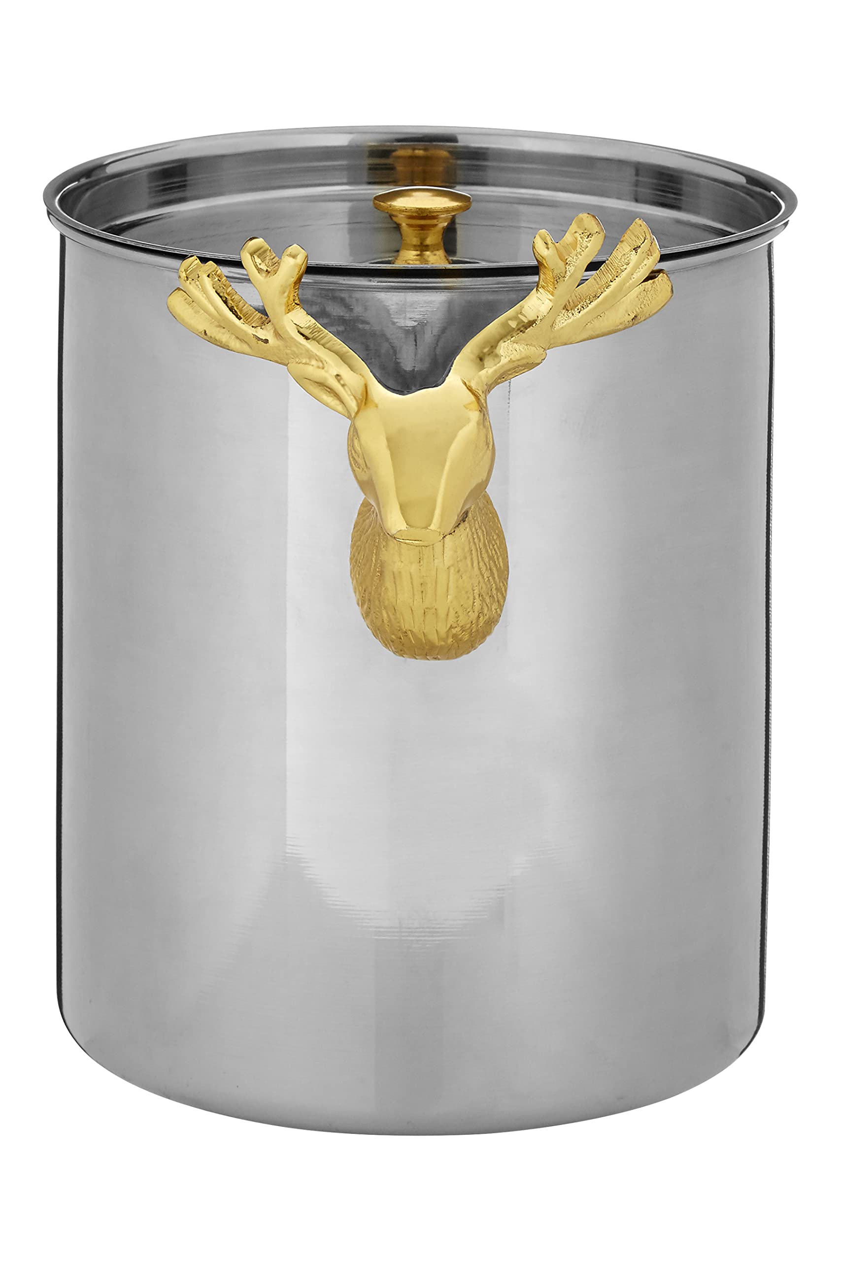 Premier Housewares Ice Bucket Stainless Steel Drinks Bucket Wine Cooler Bucket With Handle Ice Bucket For Home Bar Ice Bucket With Lid 16 x 17 x 16