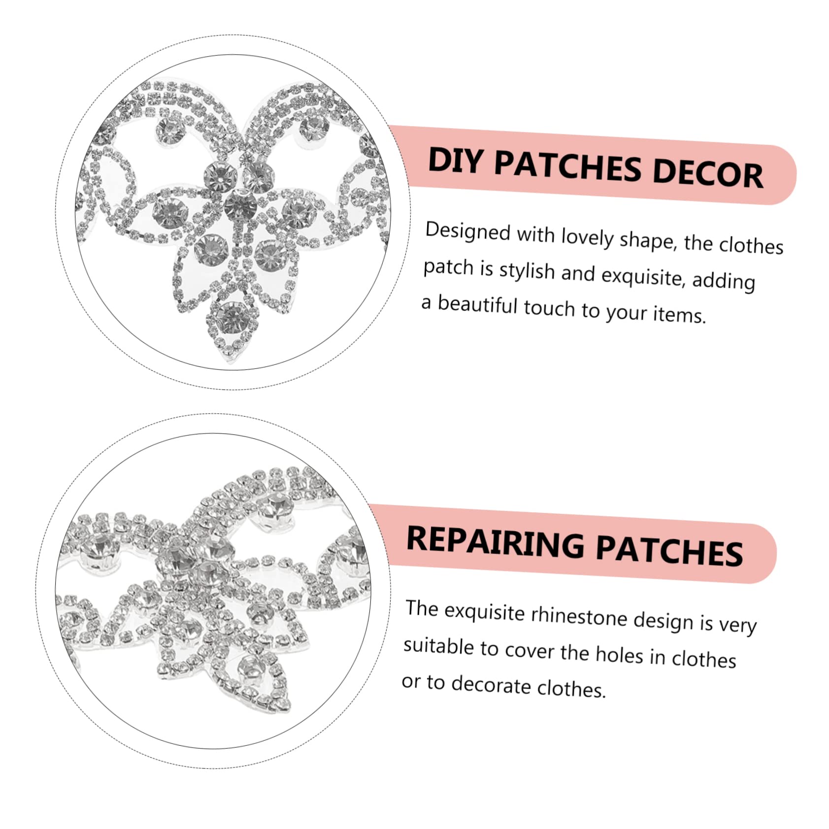 STOBOK 3pezzi Rhinestones Patch Per Abbigliamento e Scarpe Applicazione Termoadesiva Glitter Per Riparazione e Decorazione Per e Accessori