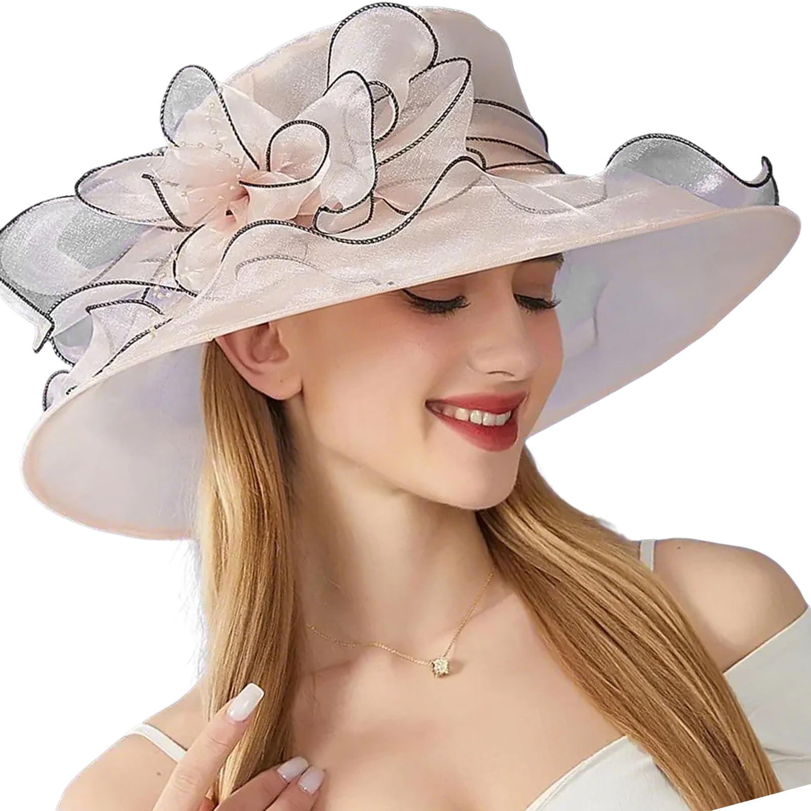 Fromceo Unisex A Elegant Women's Sun Hat With Floral Ccent Nd Foldable Design For Weddings Beach Trip Outdoor Elegant Flower Hats