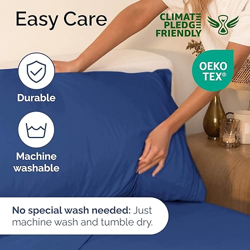 Vista 153 de Juego de sábanas de 4 piezas tamaño king, extrasuaves, transpirables y refrescantes con esquinas profundas, sábanas de fácil ajuste y sin arrugas